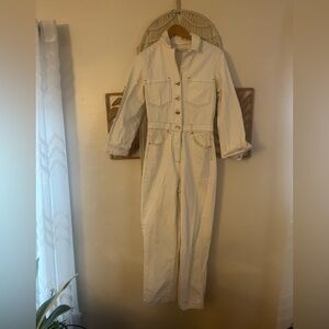 Zara Cream Utility Jumpsuit Small